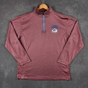 Colorado Avalanche NHL 1/4‎ Zip Pullover Mens Medium Burgundy Lightweight Shirt